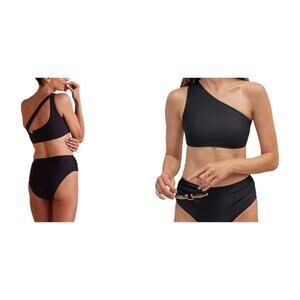 Summersalt Sidestroke Bikini Top + The Ruched High Leg High Rise Bottom Size 2